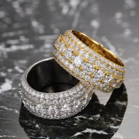 Bijoux Hip Hop personnalisés glacés solide 9K 10K 14K or IGI certifié VS VVS Lab Grown Diamond 5 Rows Eternity Band Ring pour hommes