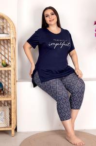 Ensemble de vêtements de maison en viscose pour femmes grandes tailles, toucher doux, manches courtes, pyjama d'été - Product Image 6