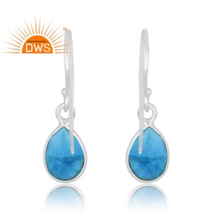 Boucles d'oreilles pendantes en argent sterling fin Turquoise, fabricant de bijoux personnalisés, dernière tendance - Product Image 4