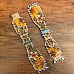 Bandes de bracelet de montre en cuir usiné à la main vintage Bracelets de montre de luxe faits à la main Bracelets de poignet à dégagement rapide en cuir de vache véritable - Product Image 1