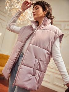 2025 LOGO personalizado Stand Up Collar chaleco sin mangas mujeres Bubble Puffer chaleco y chalecos - Product Image 4