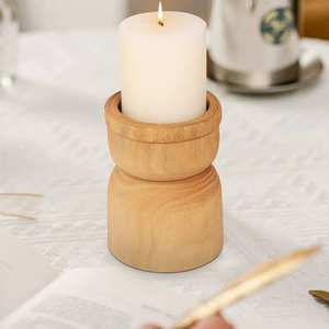 Support de bougie rond en bois en gros pour la décoration de la maison, personnalisable, porte-bougie de table de Noël - Product Image 1