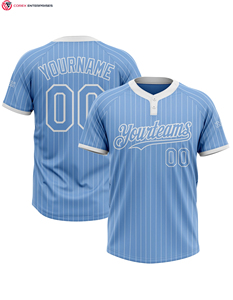 เสื้อซอฟต์บอลแบบสั่งทำมีกระดุม2เม็ดลายทางระบายอากาศได้ดี - Product Image 5