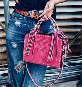 Nuevo Bolso de Mano Casual para Mujer, Estilo Bohemio, de Cuero Genuino, con Grabado Occidental, Borlas y Flores, Color Personalizado, Estilo Rodeo - Product Image 3