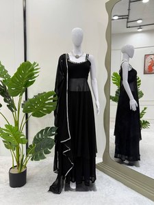 Vêtements de mariage de créateur lourd Faux Georgette travail de miroir lourd et haut de travail à la main et palazzo avec bordure en dentelle fantaisie travail Dupatta - Product Image 4