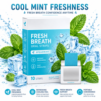 Bandes buccales à dissolution rapide Menthe Fraîche pour une haleine fraîche, sans sucre, désodorisant instantané, format de poche, 10 bandes, OEM, Marque Privée