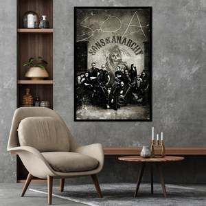 Vintage Sons of Anarchy <b>Poster</b> on Canvas Modern Design with Black <b>Frame</b> for Wall Decor - Product Image 1