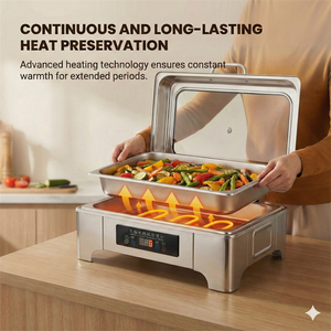 פלטת חימום חשמלית מנירוסטה, סיר חימום מסחרי לאוכל, צ'ייפינג דיש למלון, מסעדה וקייטרינג - Product Image 6