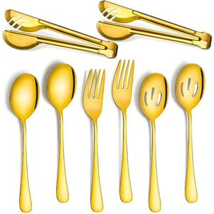 Grado de calidad elegante fabricado a granel en India Metal que sirve chapado en oro con resina mango de extremo afilado cuchara utensilios - Product Image 4