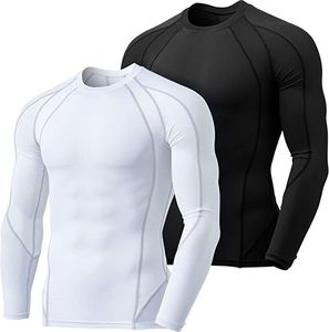 Camiseta de Compresión de Manga Larga para Hombre, 95% Algodón, 5% Elastano, Ajuste Muscular, para Gimnasio, Entrenamiento, Correr, Ropa Deportiva Activa - Product Image 1