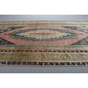 Alfombra Turca Vintage de 5x9,5 pies, Alfombra Grande, Alfombra de Lana Azul - Product Image 3