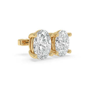 Nouvelles boucles d'oreilles clous ovales en diamant pour femme, certifiées IGI, cultivées en laboratoire, à fermoir poussoir, plaqué rhodium, SHREERAJ SOLITAIRE 14K - Product Image 5