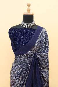 Georgette Saree-Blusa de trabajo con diseño de bollwood, con Secuencia de terciopelo viscoso, fabricante Surat - Product Image 6