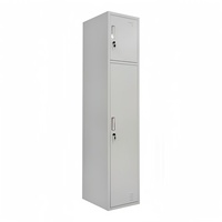 Casier métallique moderne verrouillable à 2 niveaux, armoire de rangement en acier réglable avec aérations pour la maison, le bureau et la salle de sport (usage commercial)