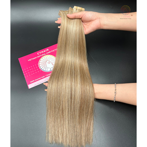 ผมต่อแบบตรงของคนบริสุทธิ์เวียดนามยาว18นิ้ว45ซม. สไตล์ลอนลึกผสม2สีเทปต่อผม - Product Image 5