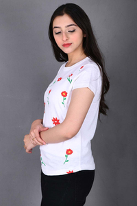 Venta al por mayor de calidad superior de verano Casual mujeres camisetas de manga corta personalizada diseño de impresión Venta caliente - Product Image 2