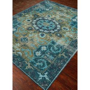 Erbe Green Hand Knotted Wool <b>Rug</b> PKWL-8002 9x12 <b>Boho</b> Medallion Pattern for Living Room Decorations Jaipur <b>Rugs</b> - Product Image 2