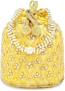 Top Modern Fancy Potli Purse With Golden Embroidery Handmade Woman <b>Wristlet</b> Ethnic Potli Batwa Purse - Product Image 3