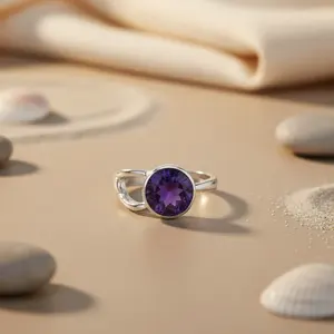 Anillo de Plata 925 con Amatista para Mujer, Joyería con Piedras Preciosas - Product Image 1