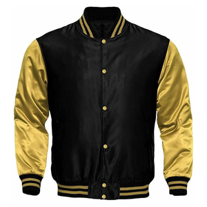 Chaqueta universitaria informal de un solo botón Retro para hombre, cuello levantado, satén, poliéster, temporada de invierno, transpirable, a prueba de viento, ecológica - Product Image 1