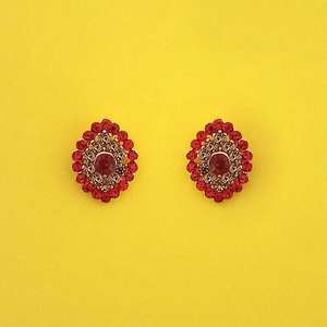 Kriaa Gold Plated <b>Stud</b> <b>Earrings</b> with Red Austrian Stone Clip-On <b>Fashion</b> Accessory-1313853H - Product Image 1