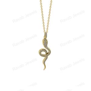 2025 buena calidad 45x13mm circón serpiente colgante collar chapado en oro plata esterlina fina joyería personalizada hecha India aniversario - Product Image 1