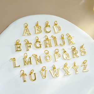 Minimalista 26 alfabeto encantos circonita cúbica cobre Metal chapado en oro inicial 18K letra collar colgantes para la fabricación de joyas Diy - Product Image 2