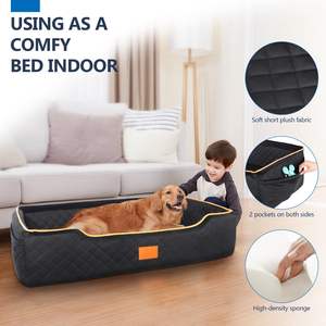 Maßgefertigtes Dunkelgraues Samt-Rechteckiges Orthopädisches Hundebett Outdoor-Reise Memory-Schaum Großes Haustier-Autositzbett für Mittelgroße und Große Hunde - Product Image 3