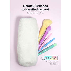 AOA Professional <b>Makeup</b> <b>Brush</b> Set 10-Piece Rainbow Series <b>with</b> Cloud Travel <b>Bag</b> Includes Facial & Lip <b>Brushes</b> for Blending - Product Image 6