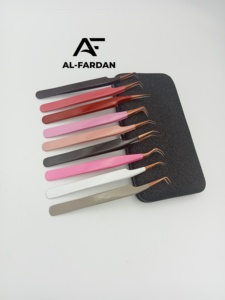 Pinzas de Acero Inoxidable con Puntas Doradas para Extensión de Pestañas, Color Personalizado, Pinzas de Aislamiento Rectas y Curvas - Product Image 5
