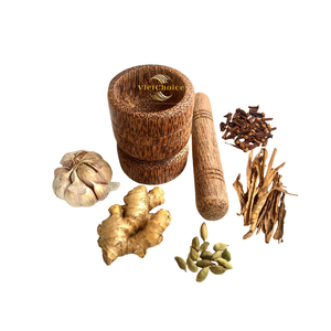 Juego de Mortero y Pilón de Madera de Coco Ecológico para Moler Especias y Preparar Alimentos - Product Image 1