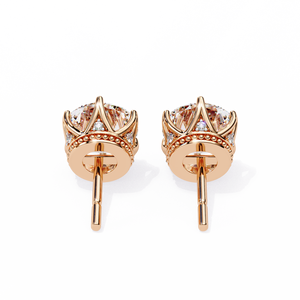 Hermosos Pendientes de Oro de 18K con Diseño de Corona de Diamantes Cultivados en Laboratorio para Boda, Hechos de Aleación de Zinc - Product Image 1