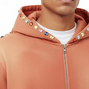 Conjuntos de pantalones de chándal con capucha de dos piezas para hombre, ropa de calle de invierno térmica lavada y descolorida personalizada directa de fábrica al por mayor - Product Image 5