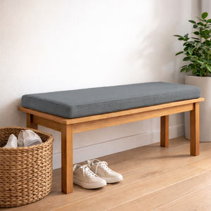 Coussin de banc long minimaliste en bois massif avec rembourrage en mousse haute densité, housse amovible et lavable à fermeture éclair, pour chaises et tapis d'intérieur - Product Image 1