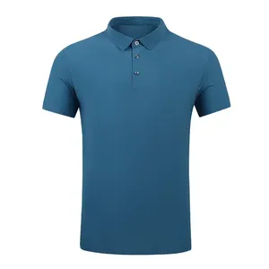 Polos de algodón 100% personalizados para hombre, camisas Polo de manga corta de Color sólido con logotipo propio estampado en blanco de talla grande para hombre - Product Image 3
