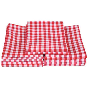 Toalla de cocina con patrón de rayas de Golf de 100% algodón, secado rápido y sostenible para uso doméstico, técnicas tejidas a cuadros azules - Product Image 1