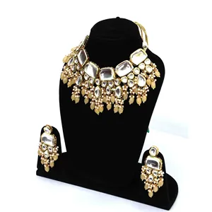Luxury Gold-Plated Yellow Polki Kundan <b>Studded</b> Fine Jewelry Set 24K Gold - Product Image 2