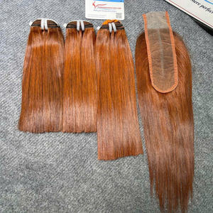 Extensiones de cabello humano vietnamita Paquetes de trama recta de hueso SDD Extensiones de cabello de color y cierre de encaje - Product Image 3