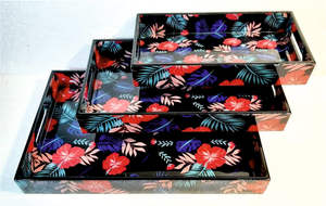 Plateau de service en MDF rectangle fait main finition brillante impression numérique revêtement en émail plateau décoratif en bois traditionnel artisanat - Product Image 3