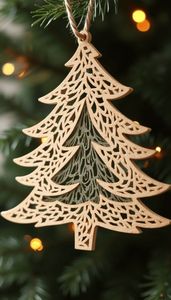 Natural Finish Wooden Christmas Hanging <b>Ornament</b> For Rustic And <b>Vintage</b> Holiday Decoration At Home - Product Image 4