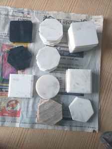 Sous-verres en pierre naturelle de forme carrée de style nordique moderne de 10 cm Sous-verres en marbre de la meilleure qualité pour boissons café thé Sous-verres - Product Image 2