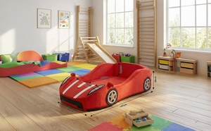 Race Car Kids Crib Modern Red Soft Foam Toddler Playroom <b>Furniture</b> Children Bedroom <b>Bedding</b> Nursery Daycare - Product Image 6