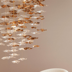 Luminaire de salle à manger moderne en forme de grande <span class=keywords><strong>fleur</strong></span> LED pour plafond en verre, lampe pour villa, salon, escalier personnalisé - Product Image 3