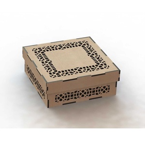 <b>Square</b> Laser Cut Wooden Trinket Box with Engraved Filigree Pattern Customizable Packaging Solution Wholesale Laser Cut Box - Product Image 1