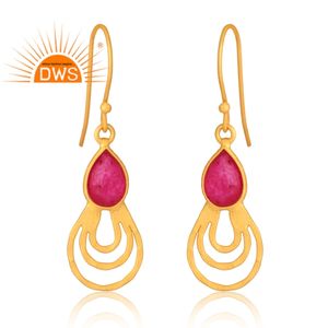 925สเตอร์ลิงเงิน18K ชุบทองธรรมชาติสีแดง Aventurine พลอยอัญมณีผู้ผลิตเครื่องประดับที่ดี - Product Image 1