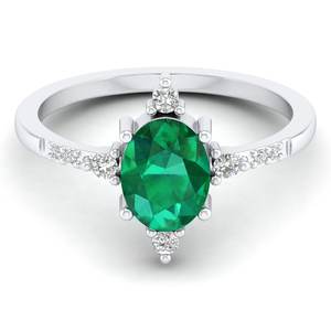 REYES Factory Wholesale Price 925 Sterling Silver <b>Moissanite</b> Engagement Rings Oval Cut 1.25Ct Emerald Gemstone Precious <b>Jewelry</b> - Product Image 1