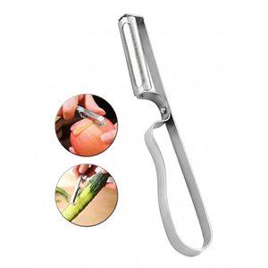Pelador de Patatas y Verduras Ergonómico de Acero Inoxidable Plateado, Utensilio de Cocina - Product Image 2