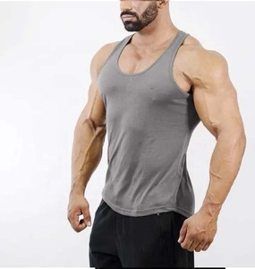 Camiseta sin mangas deportiva con cuello redondo transpirable de secado rápido de algodón 100% personalizada, camiseta informal en blanco sin mangas - Product Image 1