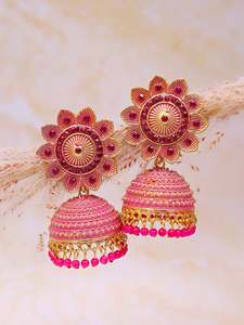 Direct Indian Supplier High Quality Elegant <b>Crystal</b> Studded Floral Jhumki <b>Earrings</b> Oxidised Silver Fashion <b>Stud</b> <b>Earrings</b> - Product Image 4
