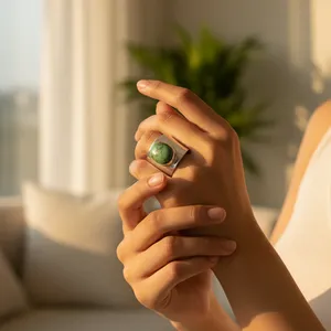 925 Silver <b>Turquoise</b> <b>Ring</b> Bezel Setting Minimalist Gemstone <b>Ring</b> Unisex Everyday Wear - Product Image 2